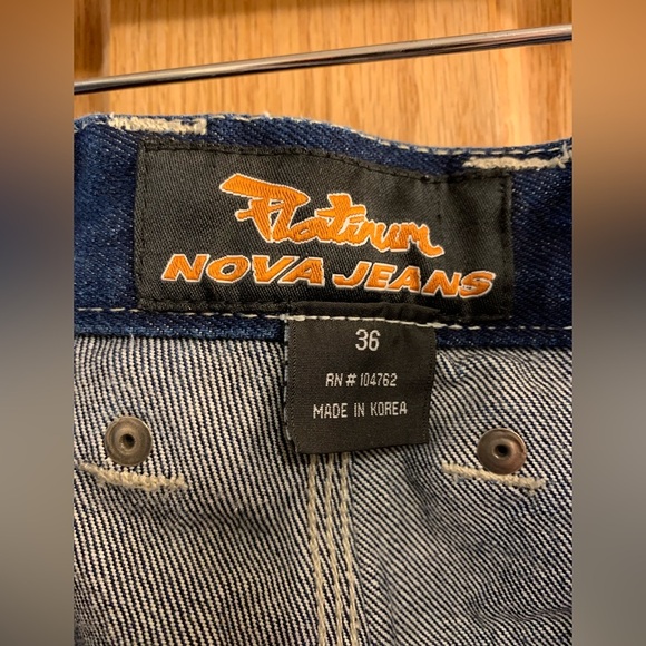 Vintage 90’s Platinum Nova Jeans 36X31 Blue Denim Drawstring Ankle Hip Hop Pants - Picture 3 of 10
